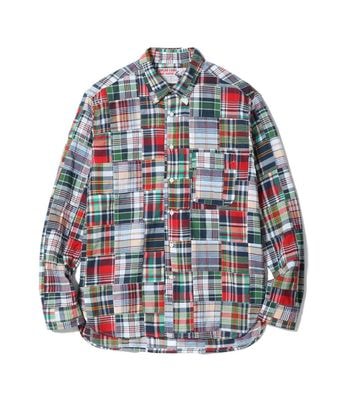 Lot No. SC29736 / INDIA MADRAS CHECK PATCHWORK BUTTON DOWN SHIRT
