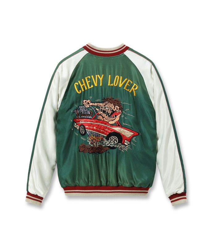 Lot No. TT15878-119 / Mid 1950s Style Acetate Souvenir Jacket ��TIGER HEAD�� �� ��CHEVY LOVER�� (AGING MODEL) (Reversible Side)