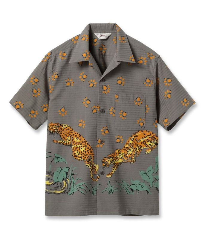 Lot No. SH39720 / DOBBY COTTON OPEN SHIRT ��LEOPARD��