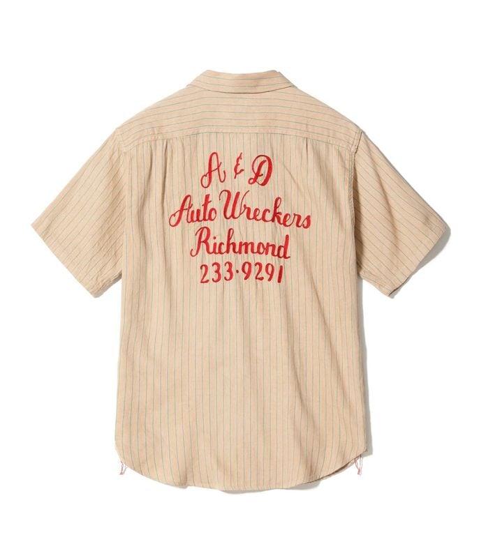 Lot No. SC39732 / COKE STRIPE WORK SHIRT with EMBROIDERED (SHORT SLEEVE)
