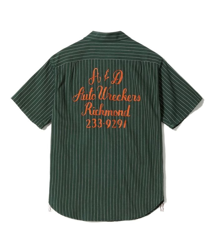 Lot No. SC39732 / COKE STRIPE WORK SHIRT with EMBROIDERED (SHORT SLEEVE)