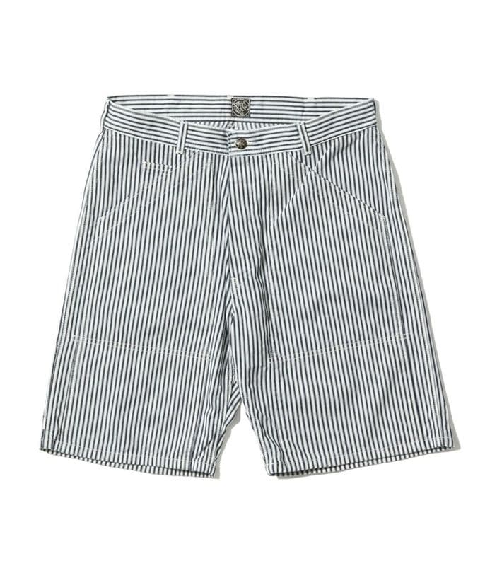 Lot No. SC52640 / FICTION ROMANCE 6oz. INDIGO STRIPE DOUBLE KNEE SHORTS
