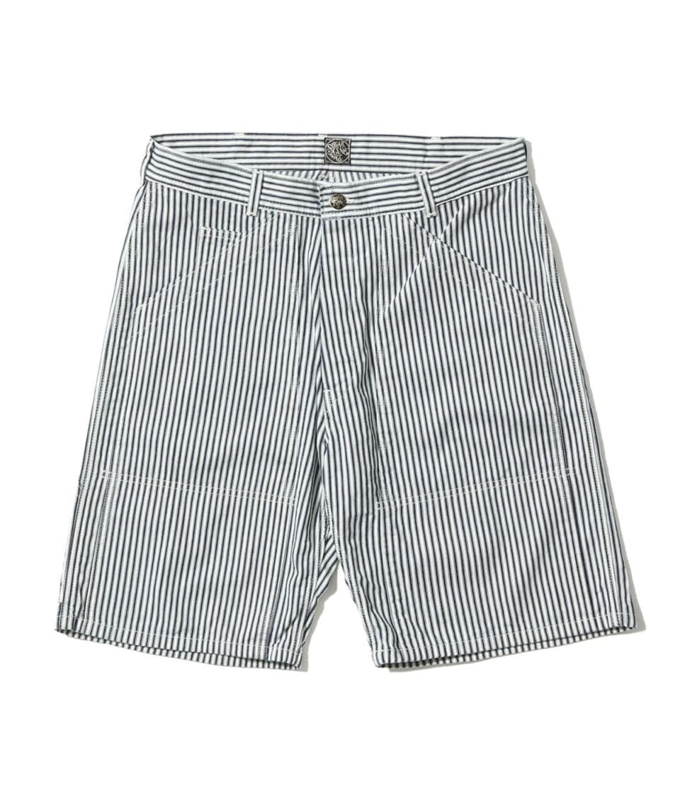 Lot No. SC52640 / FICTION ROMANCE 6oz. INDIGO STRIPE DOUBLE KNEE SHORTS