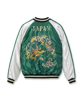2026ǯ��������ͽ�� / Lot No. TT15975-119 / Mid 1950s Style Velveteen (Two-tone) �� Acetate Souvenir Jacket ��WHITE TIGER�� �� ��GOLD DRAGON�� (Reversible Side)