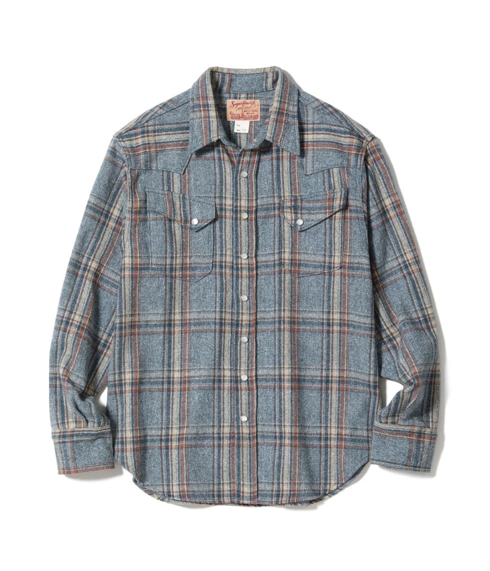 Lot No. SC29787 / BRUSHED HERRINGBONE CHECK WESTERN SHIRT