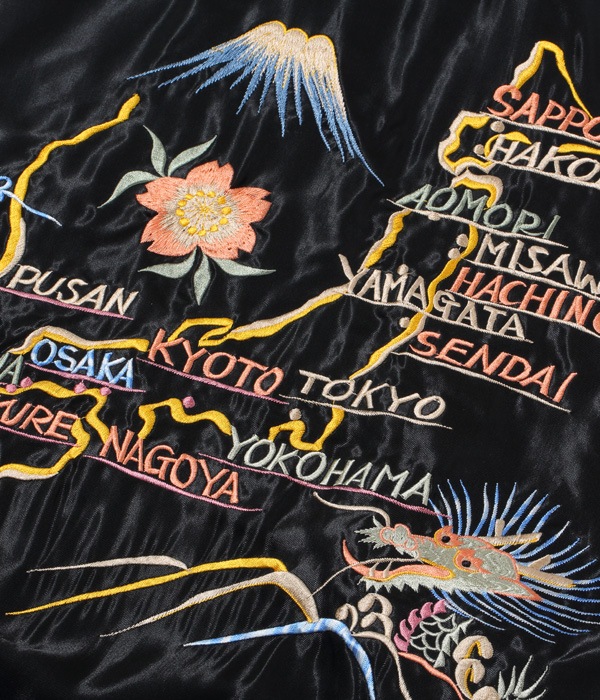 Lot No. TT15052-162 / Early 1950s Style Acetate Souvenir Jacket ��ROARING TIGER�� �� ��JAPAN MAP��
