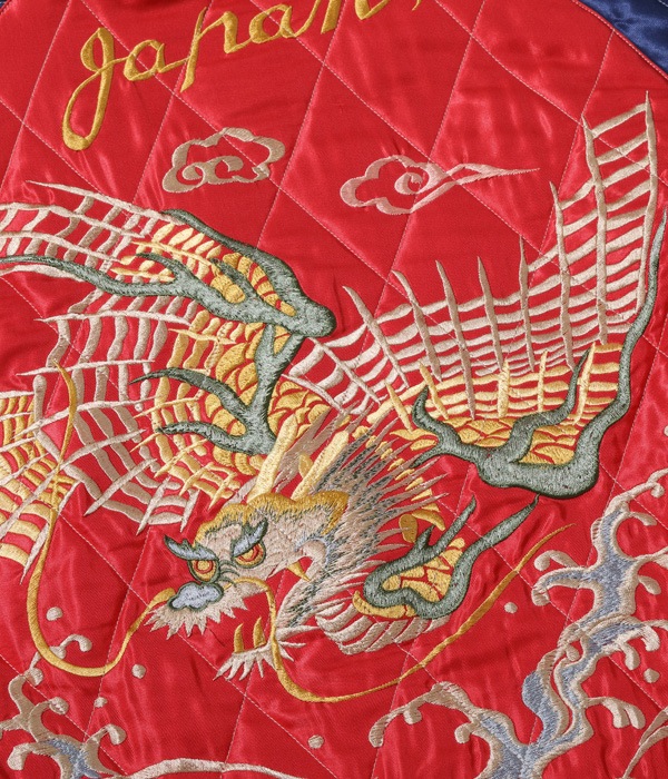 Lot No. TT15174-128 / Mid 1950s Style Acetate Quilted Souvenir Jacket ��DRAGON & TIGER�� �� ��FLYING DRAGON��