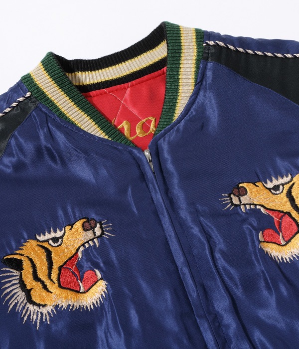 Lot No. TT15174-128 / Mid 1950s Style Acetate Quilted Souvenir Jacket ��DRAGON & TIGER�� �� ��FLYING DRAGON��