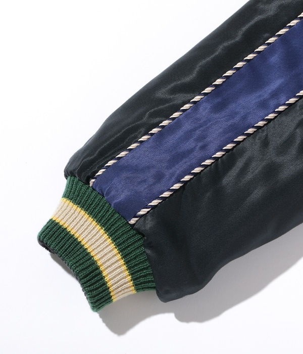 Lot No. TT15174-128 / Mid 1950s Style Acetate Quilted Souvenir Jacket ��DRAGON & TIGER�� �� ��FLYING DRAGON��