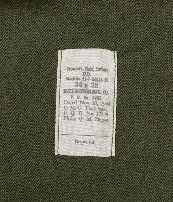 Lot No. BR42390 / Type M-1943 HBT ��BUZZ RICKSON MFG. CO.��