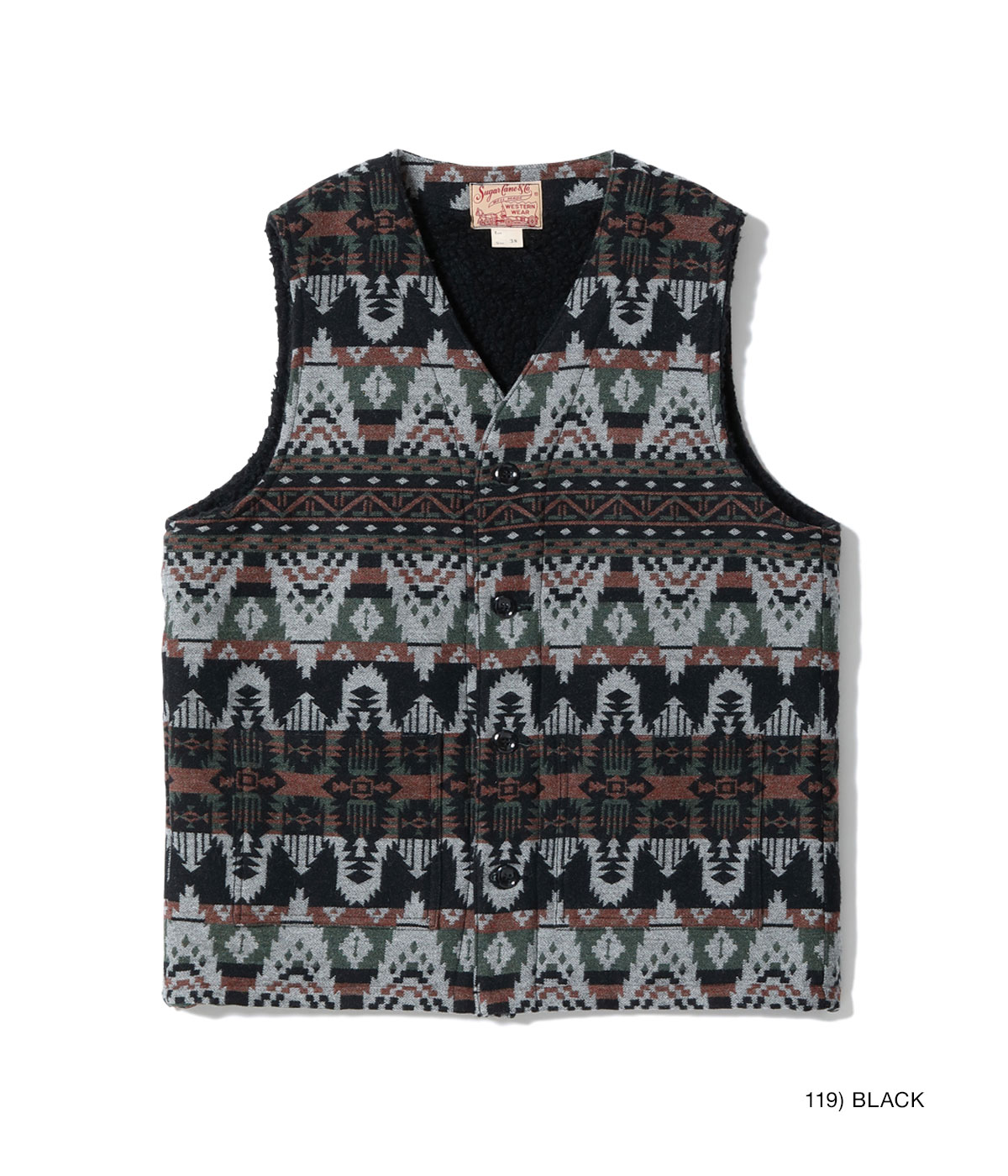 Lot No. SC15652 / NATIVE AMERICAN WOOL JACQUARD WORK VEST BOA LINING