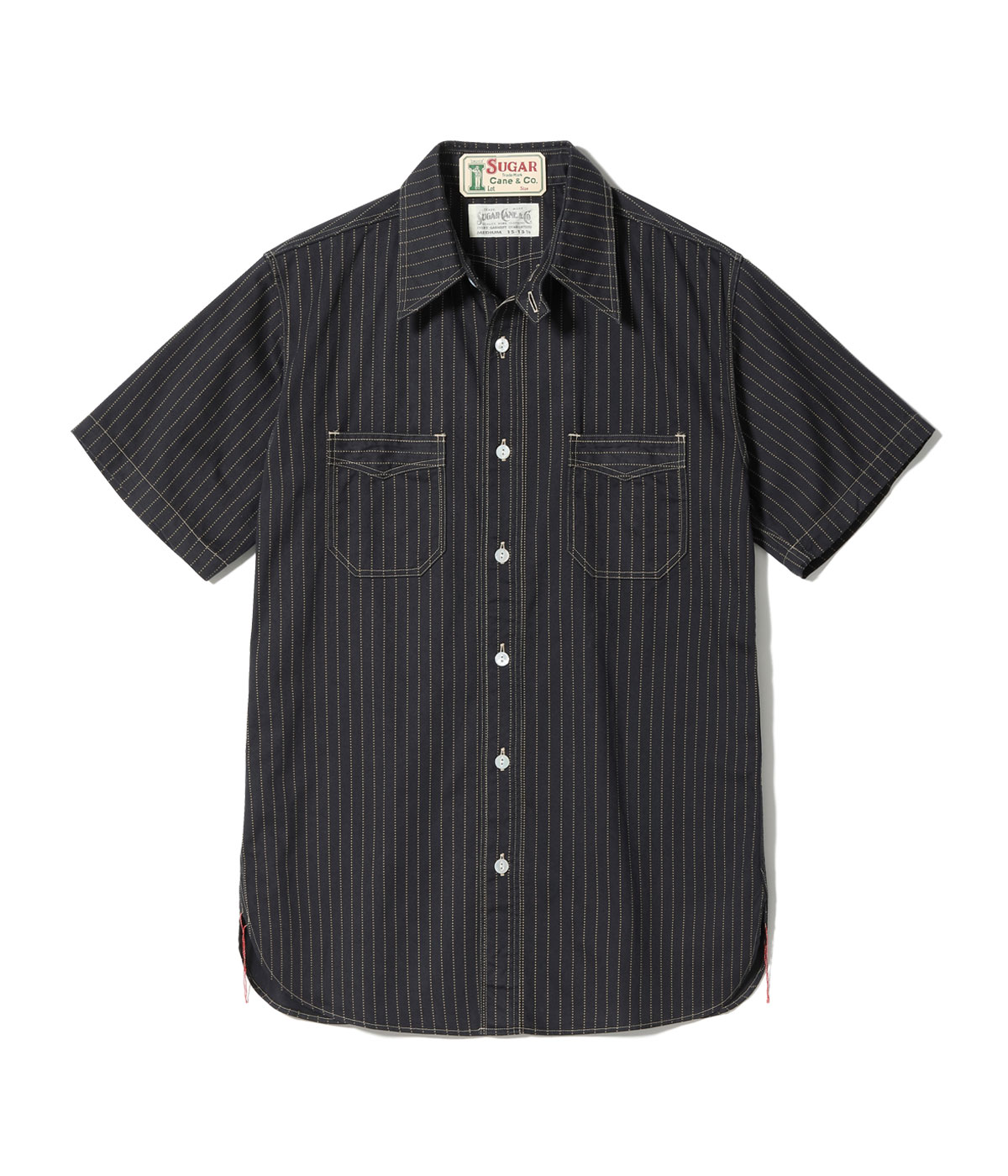 Lot No. SC39702 / FICTION ROMANCE 8.5oz. BLACK WABASH STRIPE WORK SHIRT (SHORT SLEEVE)