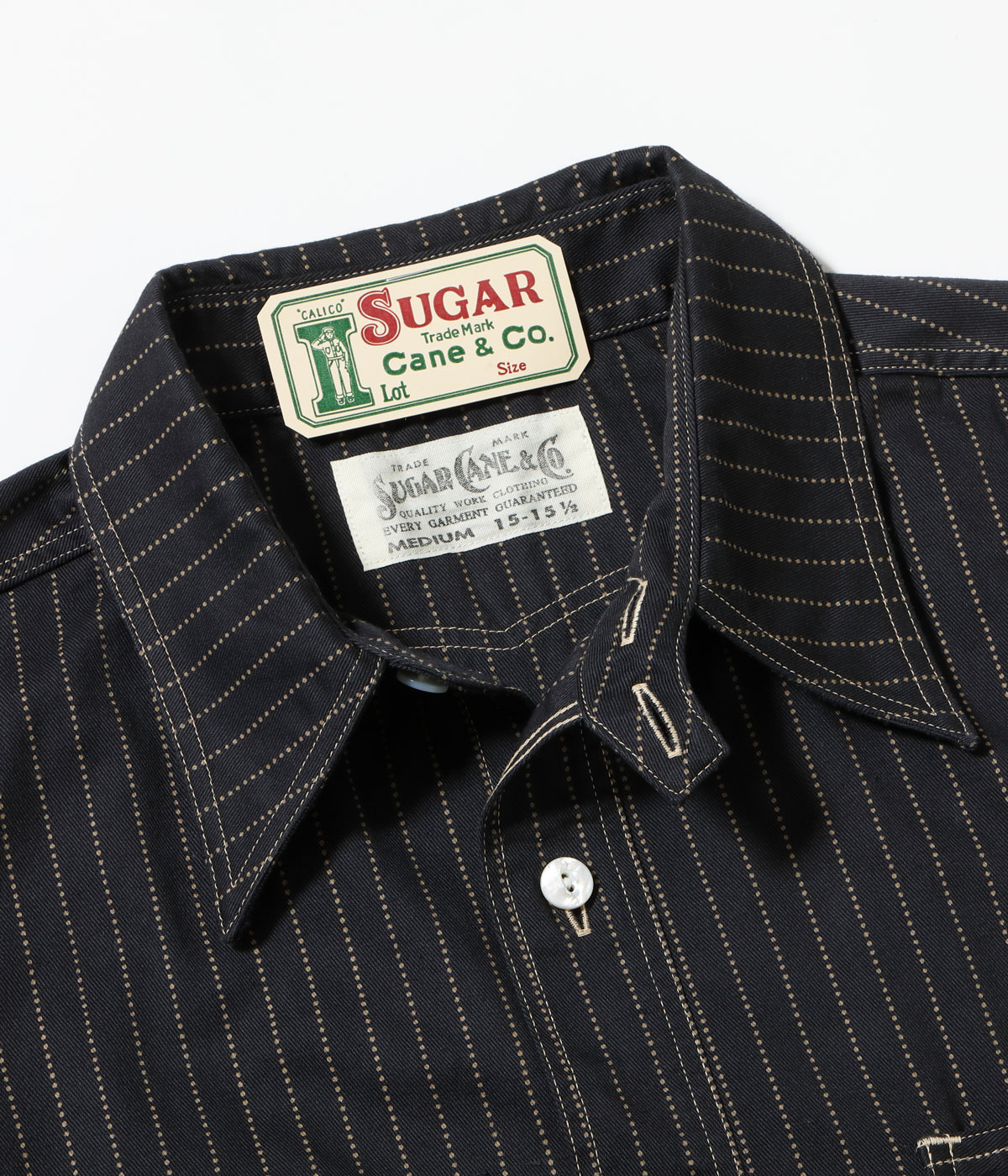 Lot No. SC39702 / FICTION ROMANCE 8.5oz. BLACK WABASH STRIPE WORK SHIRT (SHORT SLEEVE)