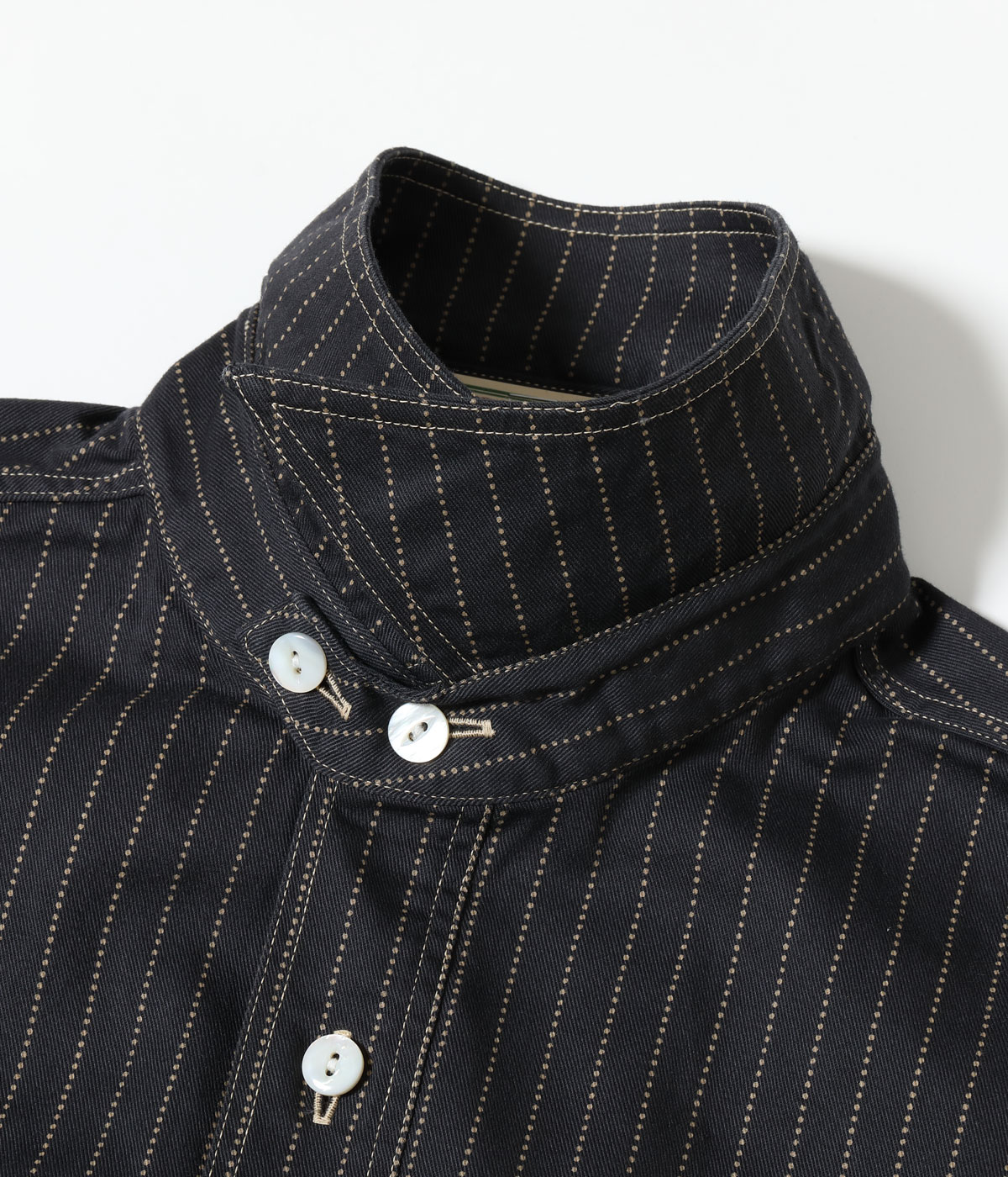 Lot No. SC39702 / FICTION ROMANCE 8.5oz. BLACK WABASH STRIPE WORK SHIRT (SHORT SLEEVE)