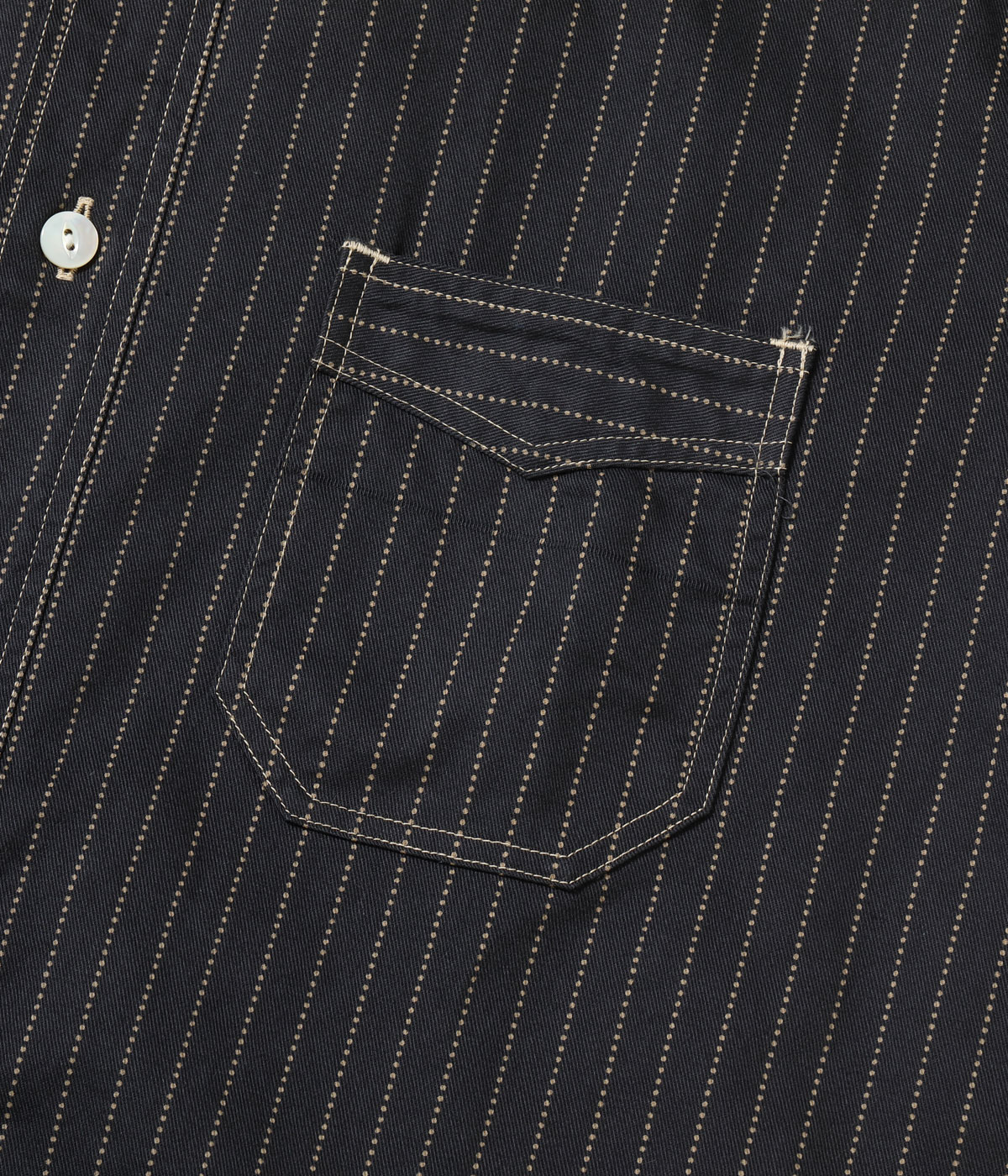 Lot No. SC39702 / FICTION ROMANCE 8.5oz. BLACK WABASH STRIPE WORK SHIRT (SHORT SLEEVE)