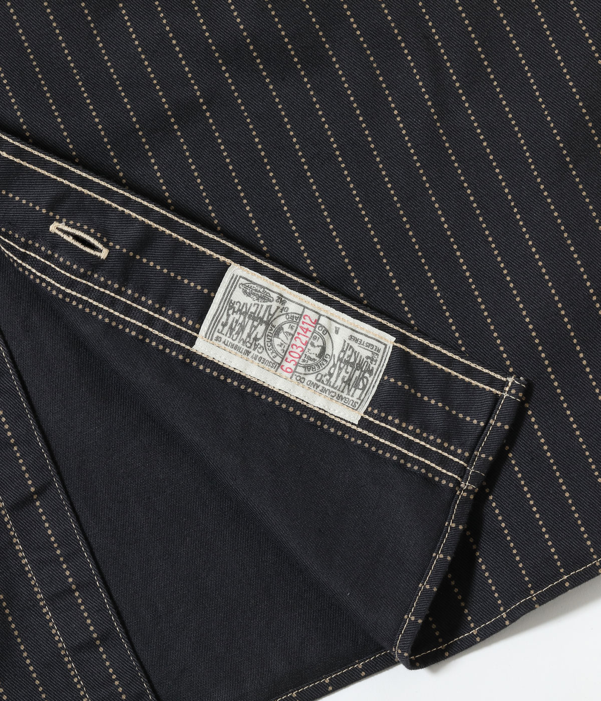 Lot No. SC39702 / FICTION ROMANCE 8.5oz. BLACK WABASH STRIPE WORK SHIRT (SHORT SLEEVE)
