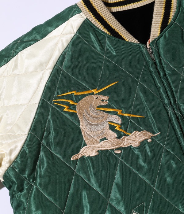 Lot No. TT15175-119 / Late 1950s Style Velveteen Souvenir Jacket POLAR BEAR  ALASKA MAP