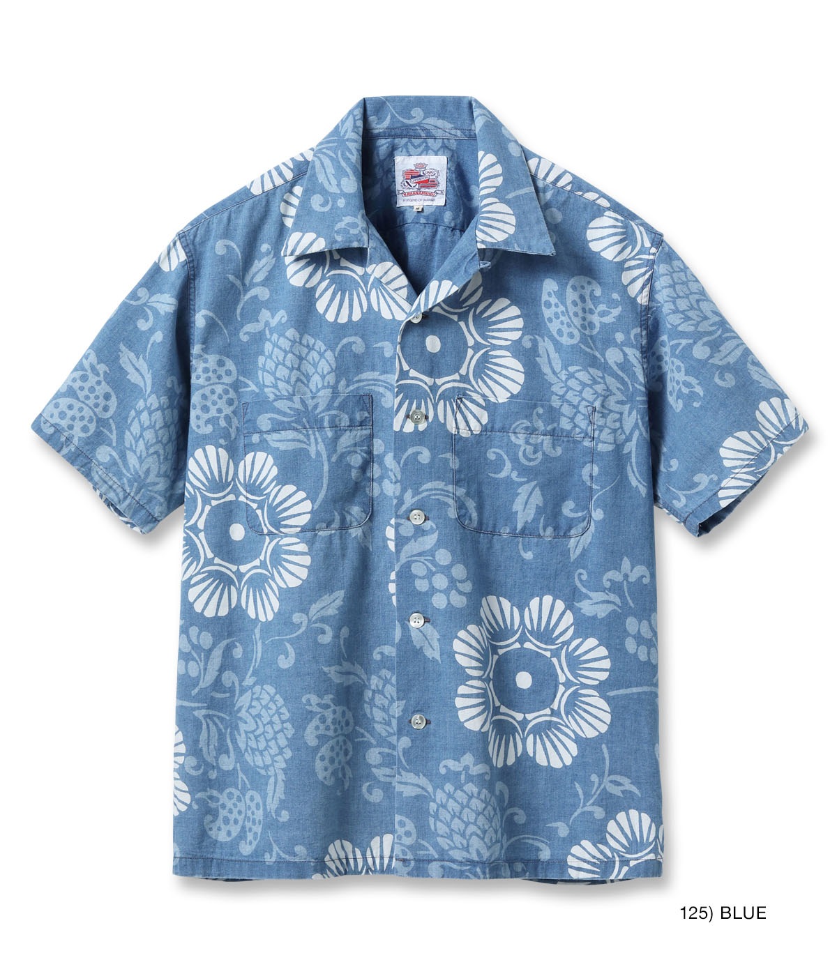 Lot No. DK39642 / DUKE KAHANAMOKU INDIGO COTTON HAWAIIAN SHIRT ��DUKE'S PALEU��