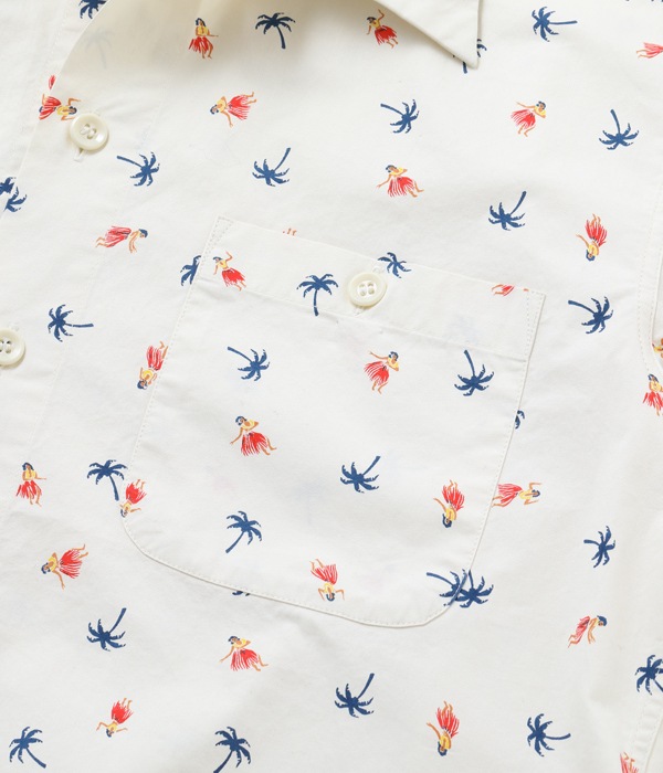 Lot No. SS38406 / COTTON TWILL REGULAR COLLAR SHIRT ��HULA & PALM TREE��