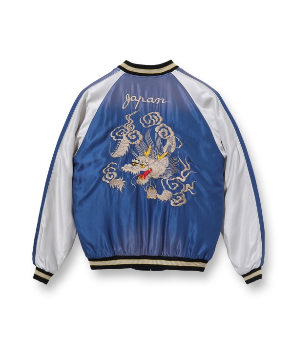 Lot No. TT15176-119 / Early 1950s Style Acetate Souvenir Jacket BLACK EAGLE  WHITE DRAGON (AGING MODEL)