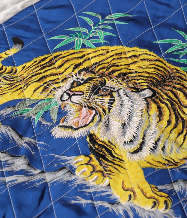 Lot No. TT15198-145 / Early 1950s Style Acetate �� Quilt Souvenir Jacket ��KOSHO & CO.�� Special Edition ��JAPAN MAP�� �� ��TIGER PRINT��