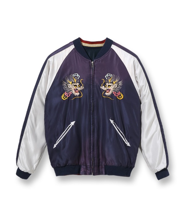 Lot No. TT15393-119 / Early 1950s Style Acetate Souvenir Jacket EAGLE  DRAGON (AGING MODEL)