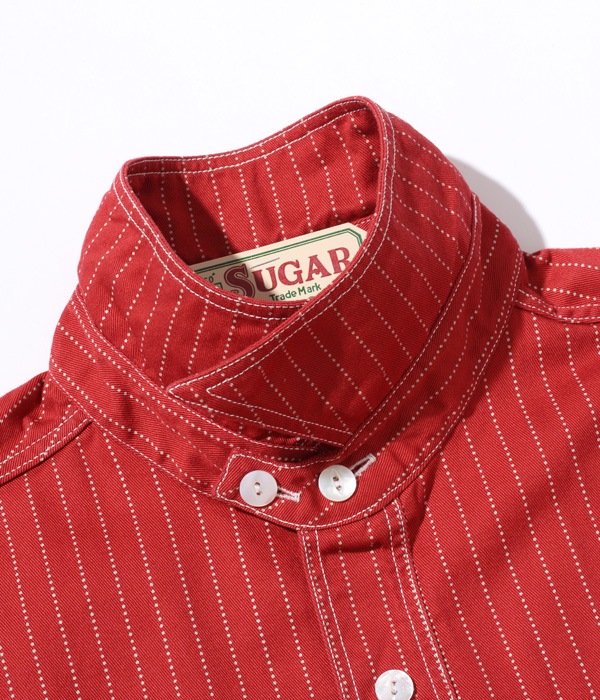 Lot No. SC38452 / FICTION ROMANCE 8.5oz. RED WABASH STRIPE WORK SHIRT (SHORT SLEEVE)