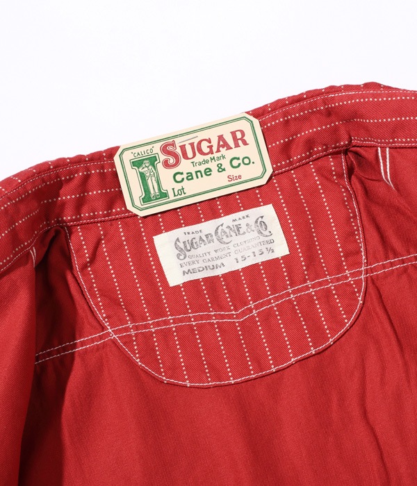 Lot No. SC38452 / FICTION ROMANCE 8.5oz. RED WABASH STRIPE WORK SHIRT (SHORT SLEEVE)