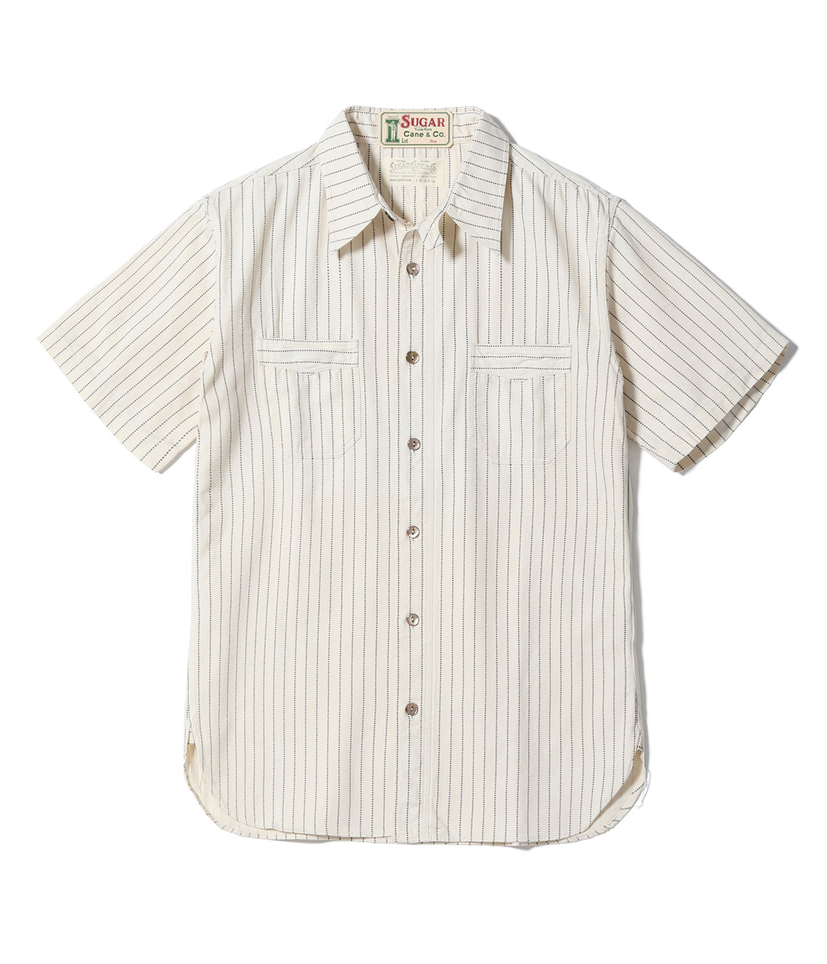 Lot No. SC37275 / FICTION ROMANCE 8.5oz. WHITE WABASH STRIPE WORK SHIRT (SHORT SLEEVE)