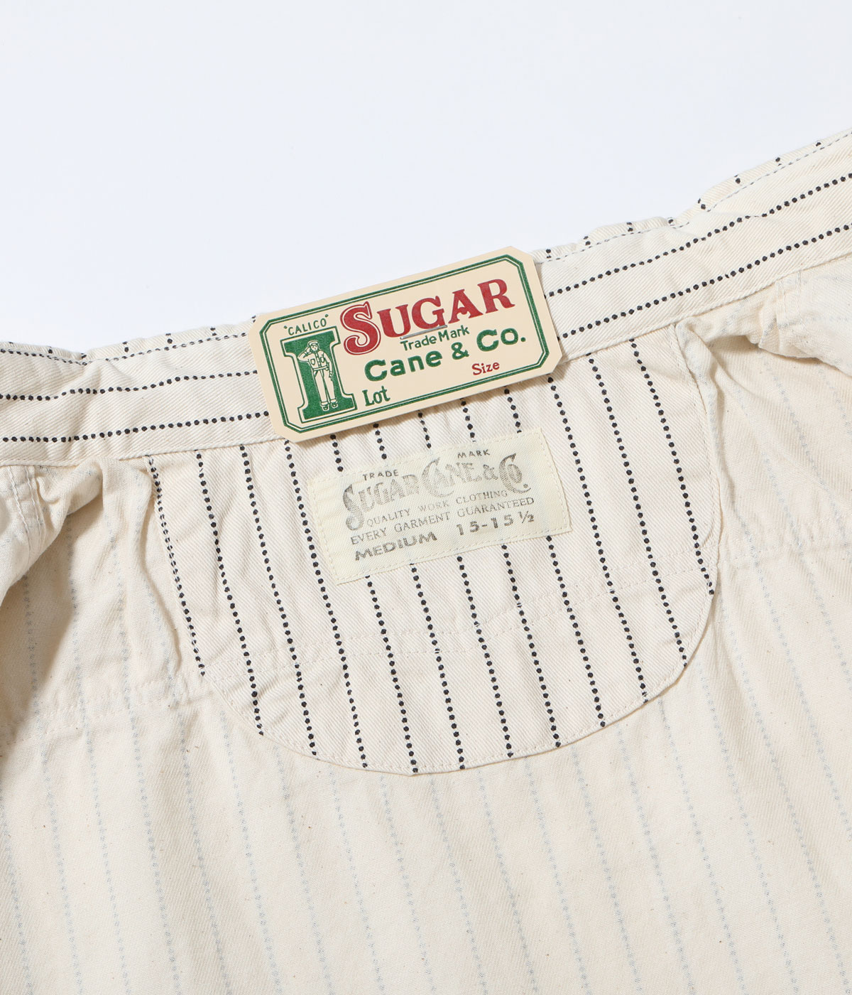 Lot No. SC37275 / FICTION ROMANCE 8.5oz. WHITE WABASH STRIPE WORK SHIRT (SHORT SLEEVE)