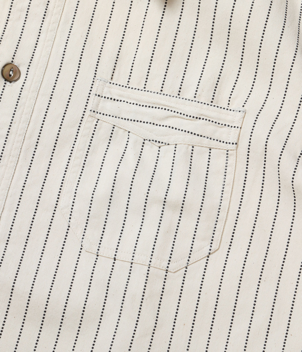 Lot No. SC37275 / FICTION ROMANCE 8.5oz. WHITE WABASH STRIPE WORK SHIRT (SHORT SLEEVE)