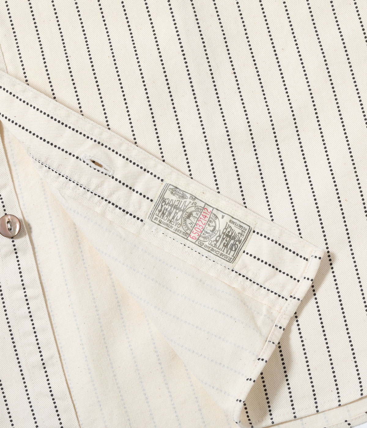 Lot No. SC37275 / FICTION ROMANCE 8.5oz. WHITE WABASH STRIPE WORK SHIRT (SHORT SLEEVE)