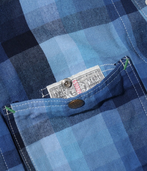 Lot No. SC15295 / 10oz. INDIGO GRADATION CHECK WORK COAT