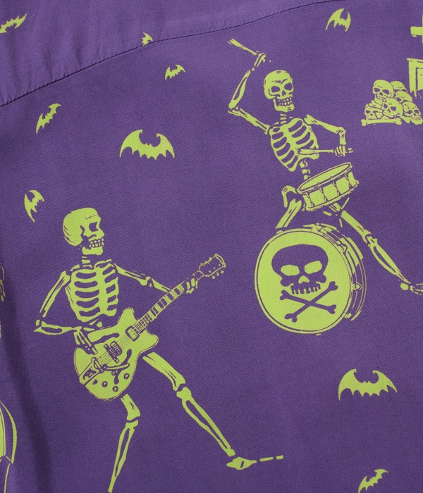 Lot No. SH38622 / HIGH DENSITY RAYON OPEN SHIRT ��THE SKELETONES�� by VINCE RAY