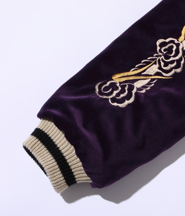 Lot No. TT15392-175 / Mid 1950s Style Velveteen Souvenir Jacket ��LANDSCAPE�� �� ��DRAGON��