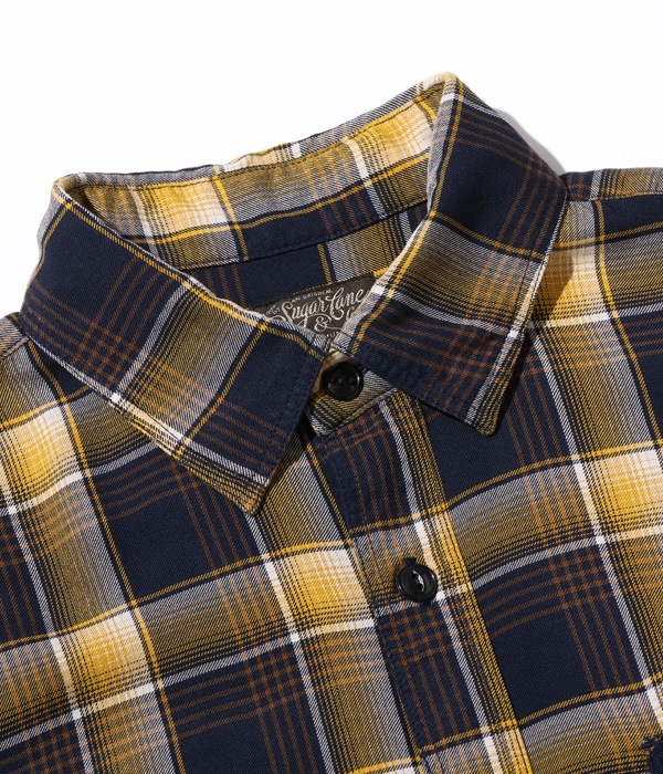 Lot No. SC29107 / RAYON TWILL CHECK WORK SHIRT
