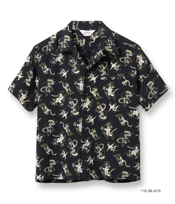 Lot No. SH38637 / HIGH DENSITY RAYON OPEN SHIRT “FANCY CATS”-TOYO  ENTERPRISE ONLINE STORE