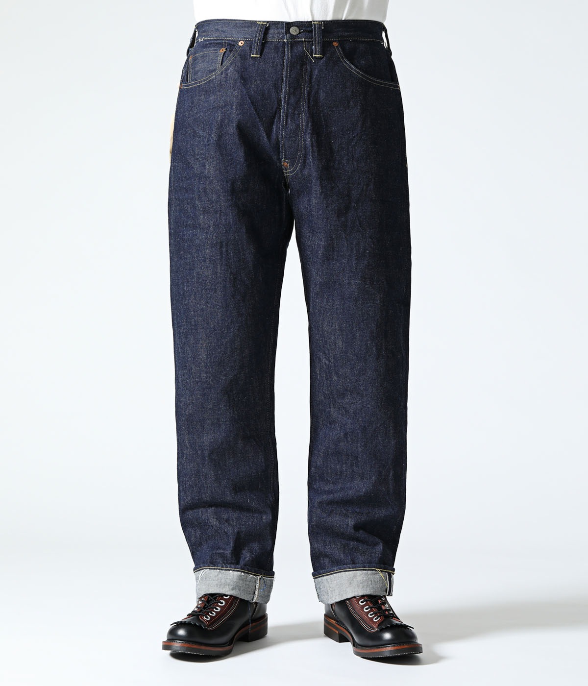 Lot No. SC49005 / SUGAR CANE Super Denim Collectibles #05 14.25oz. BLUE DENIM WAIST OVERALLS 1942 MODEL