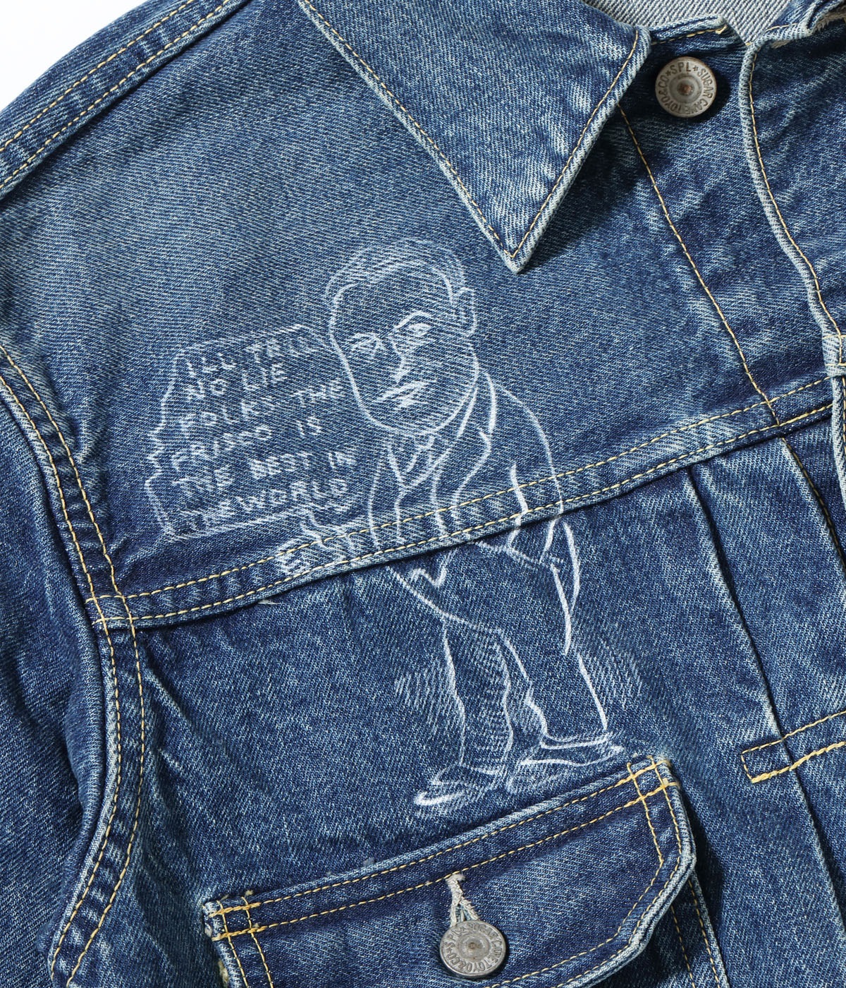 Lot No. SC15716 / 14.25oz. DENIM JACKET 1953 AGED MODEL CARTOON PAINT