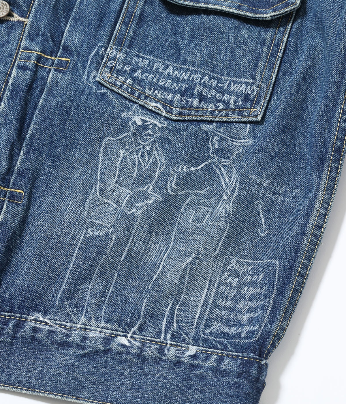 Lot No. SC15716 / 14.25oz. DENIM JACKET 1953 AGED MODEL CARTOON PAINT