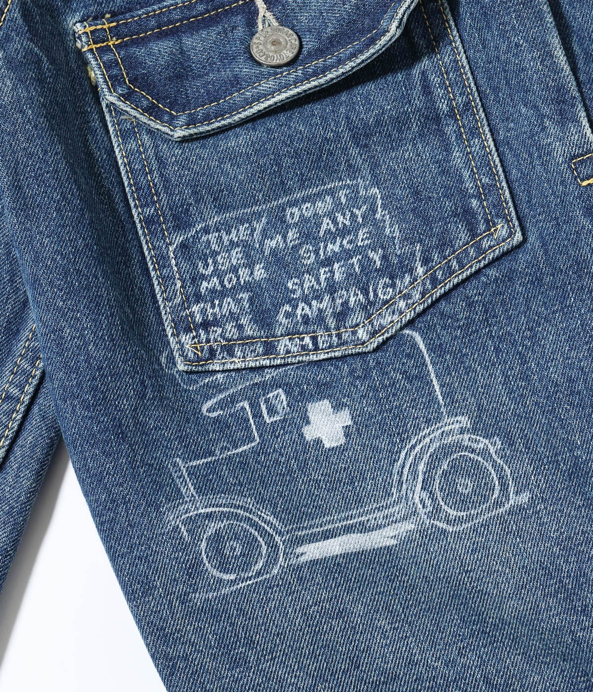 Lot No. SC15716 / 14.25oz. DENIM JACKET 1953 AGED MODEL CARTOON PAINT