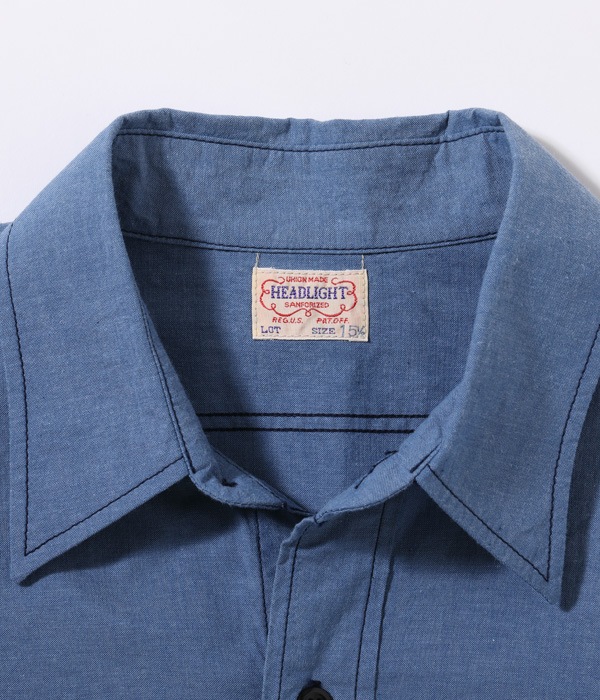 Lot No. HD28887 / HEADLIGHT 4.5oz. VAT DYE CHAMBRAY WORK SHIRTS