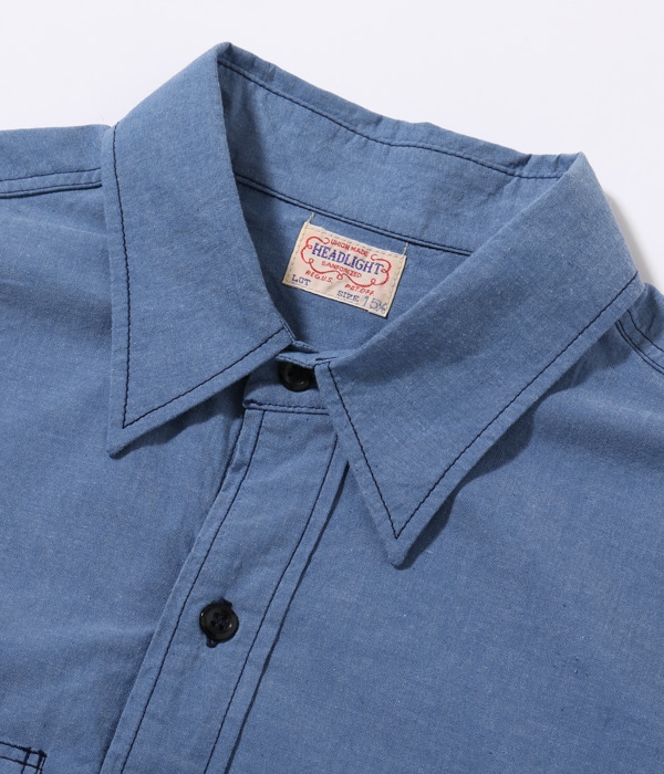 Lot No. HD28887 / HEADLIGHT 4.5oz. VAT DYE CHAMBRAY WORK SHIRTS