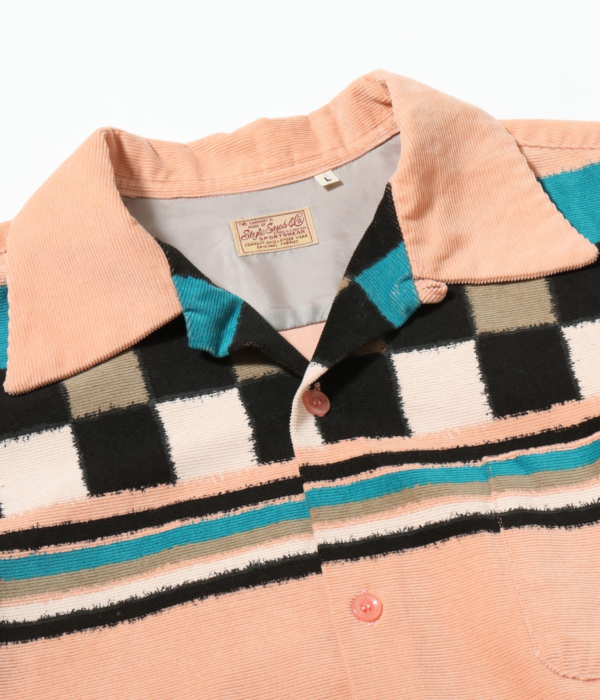 Lot No. SE29382 / Mid 1950s - Late 1950s Style Corduroy Sports Shirt SQUARE & STRIPE