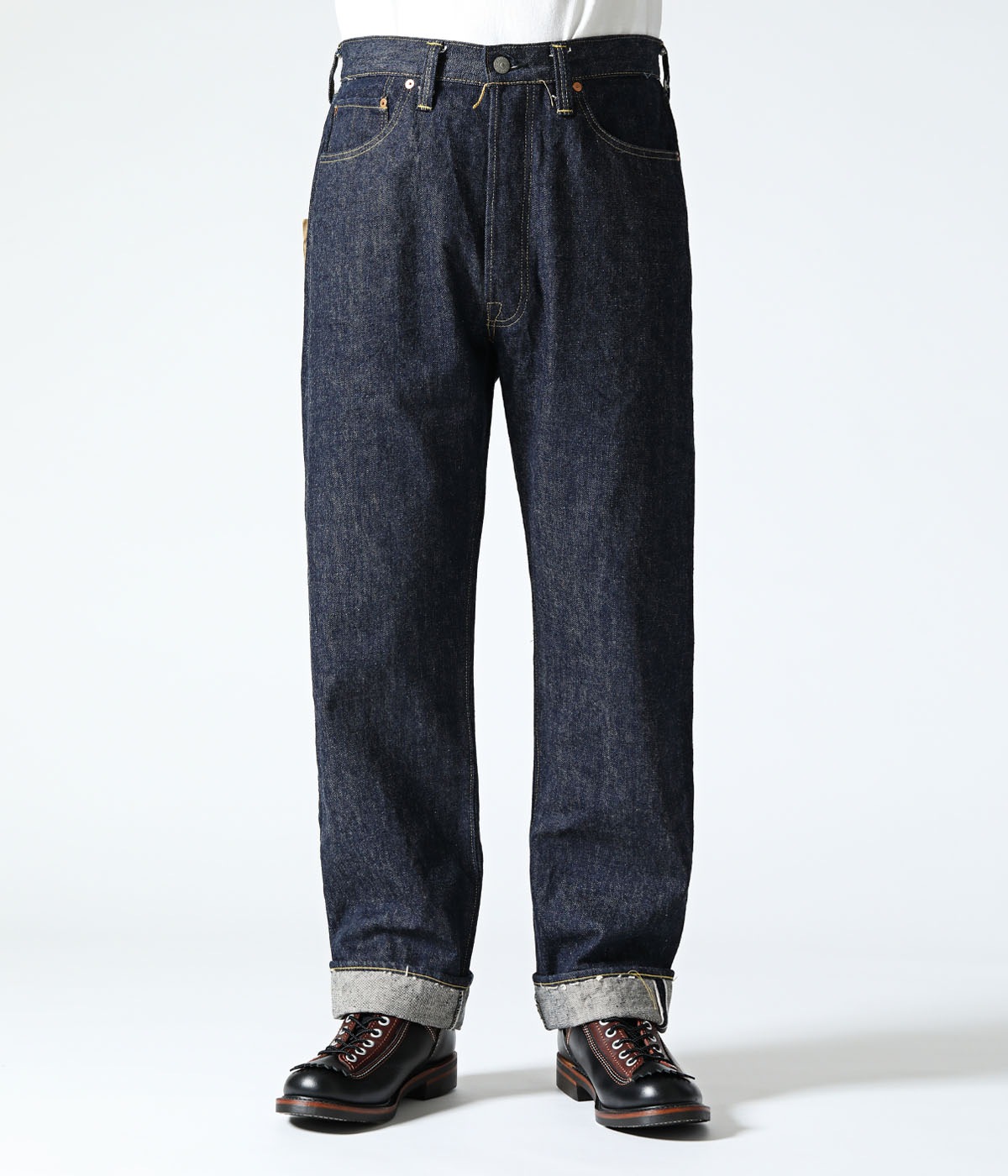 Lot No. SC49001 / SUGAR CANE Super Denim Collectibles #01 14oz. BLUE DENIM WAIST OVERALLS S1945 MODEL