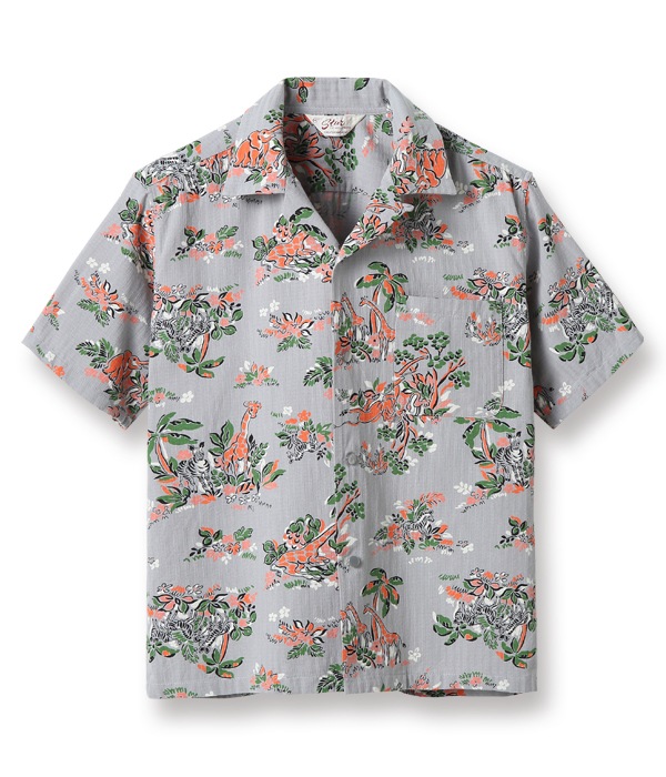 Lot No. SH38387 / DOBBY COTTON OPEN SHIRT ��AFRICAN ANIMALS��