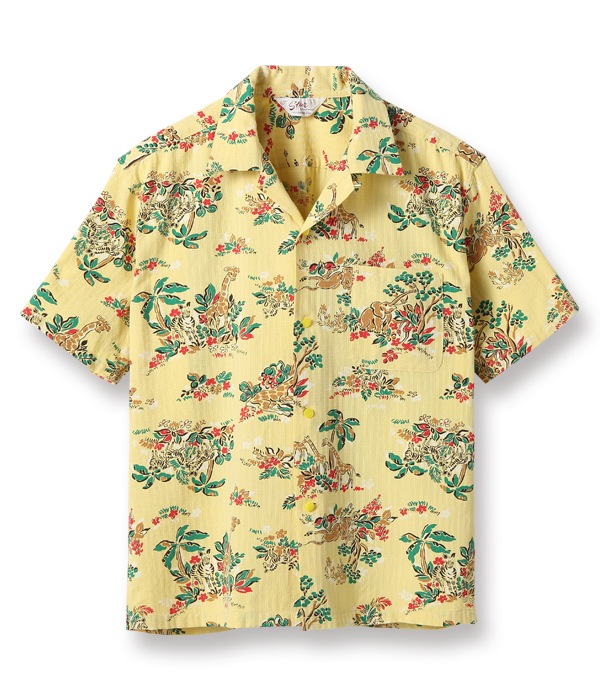 Lot No. SH38387 / DOBBY COTTON OPEN SHIRT ��AFRICAN ANIMALS��
