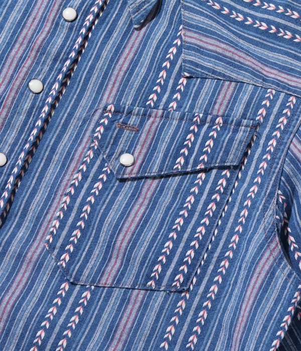 Lot No. SC28998 / NATIVE AMERICAN INDIGO STRIPE WESTERN SHIRT