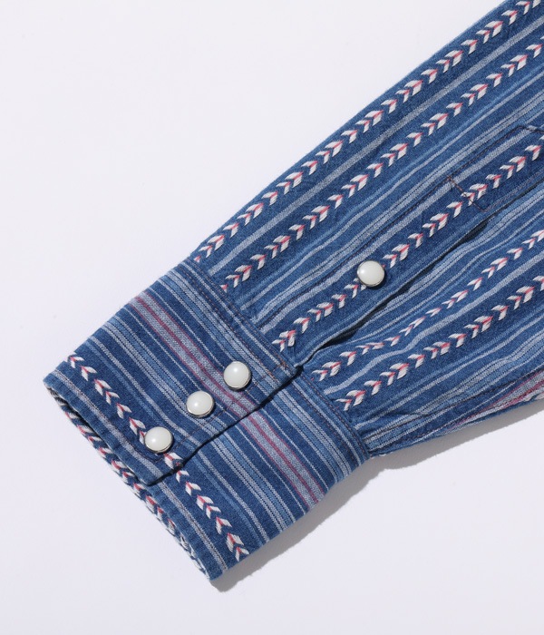 Lot No. SC28998 / NATIVE AMERICAN INDIGO STRIPE WESTERN SHIRT