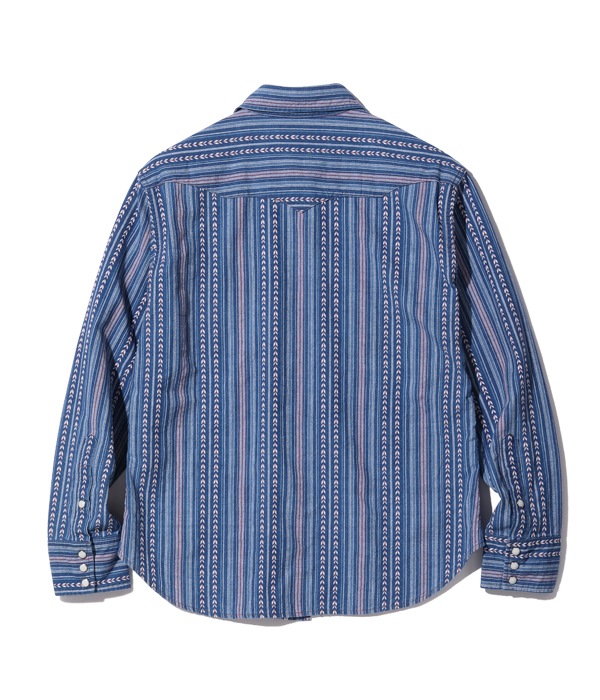 Lot No. SC28998 / NATIVE AMERICAN INDIGO STRIPE WESTERN SHIRT
